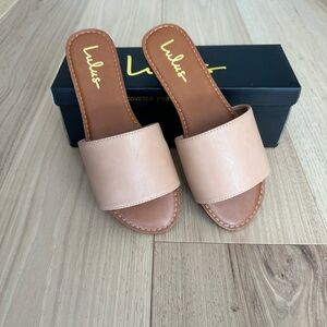 NWT Lulus Nude Slide Sandals